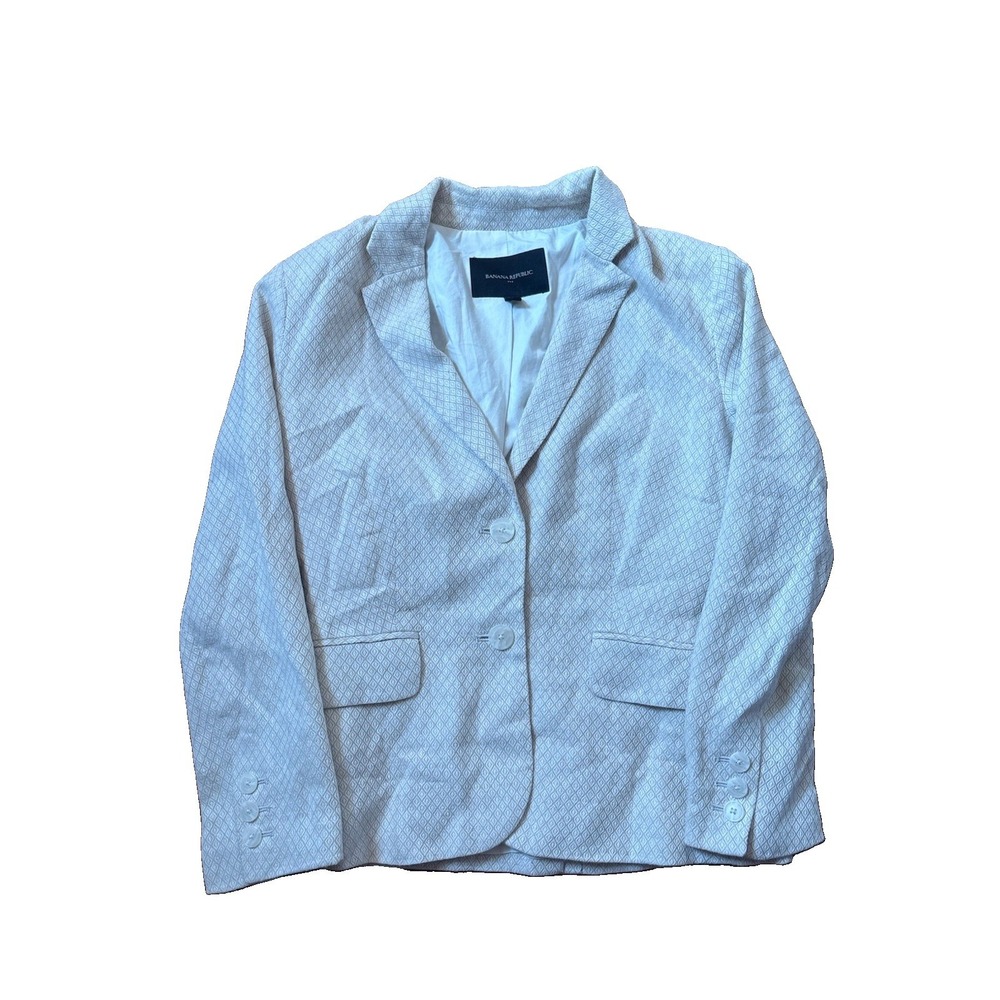 BANANA REPUBLIC Textured Linen Blazer Jacket Women's Size 0 2 Button Ivory